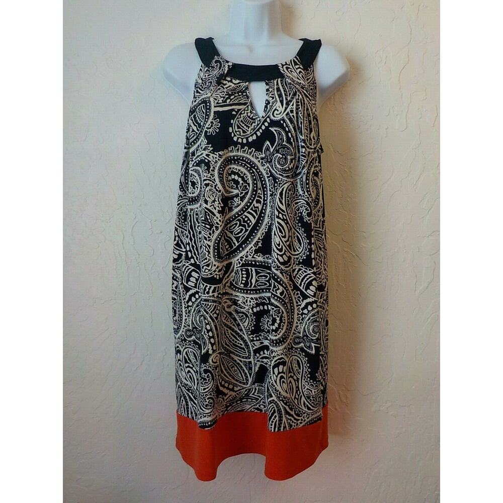 EnFocus Studio Women 8 Shift Dress Red Black Halter Stretch Comfort Sleeveless